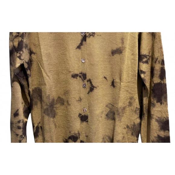 NEW PARKER BLUE CASHMERE women's mata r-neck cardigan in dark olive/lead